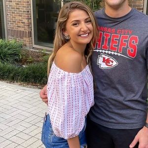 Red and White Blouse